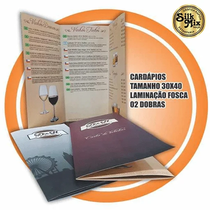 Cardápio menu impresso para pizzarias