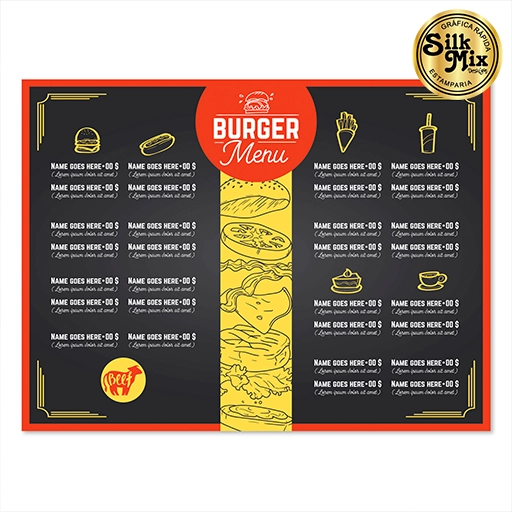 Menus impressos personalizados sob medida