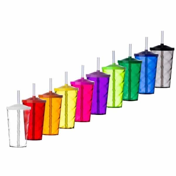 Copo plástico com tampa 550 ml PS • Personalizado